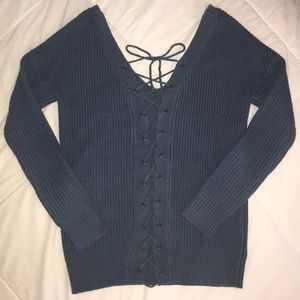 SOLD** The Fashion District Corset Back Sweater